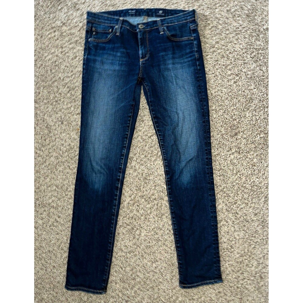 AG Adriano Goldschmied Women Blue Medium Wash Slim Skinny MidRise Jeans Size 30R